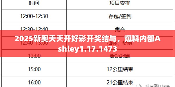 2025新奥天天开好彩开奖结与，爆料内部Ashley1.17.1473