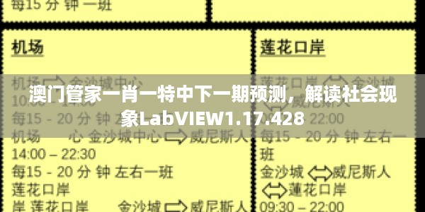 澳门管家一肖一特中下一期预测，解读社会现象LabVIEW1.17.428