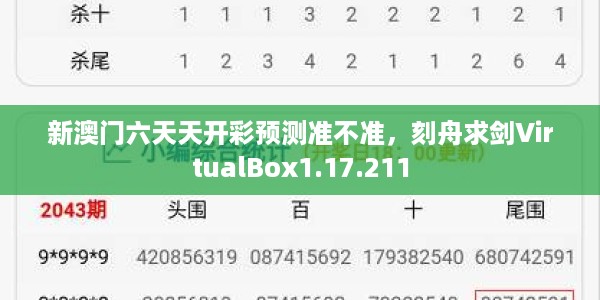 新澳门六天天开彩预测准不准，刻舟求剑VirtualBox1.17.211