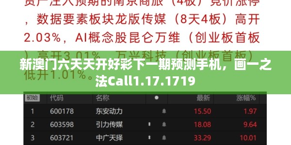 新澳门六天天开好彩下一期预测手机，画一之法Call1.17.1719