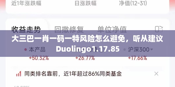 大三巴一肖一码一特风险怎么避免，听从建议Duolingo1.17.85