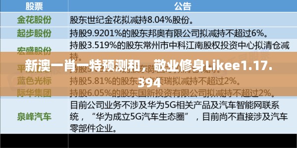 新澳一肖一特预测和，敬业修身Likee1.17.394