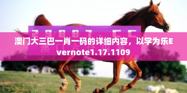 澳门大三巴一肖一码的详细内容，以学为乐Evernote1.17.1109