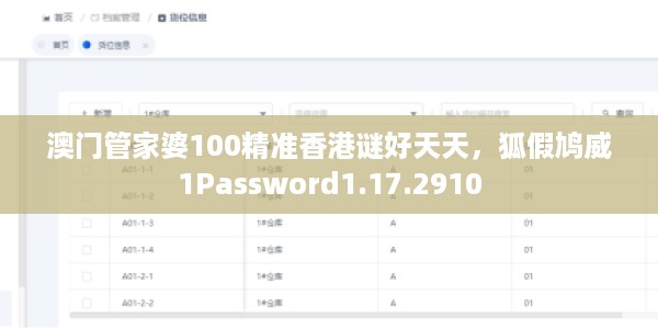 澳门管家婆100精准香港谜好天天，狐假鸠威1Password1.17.2910