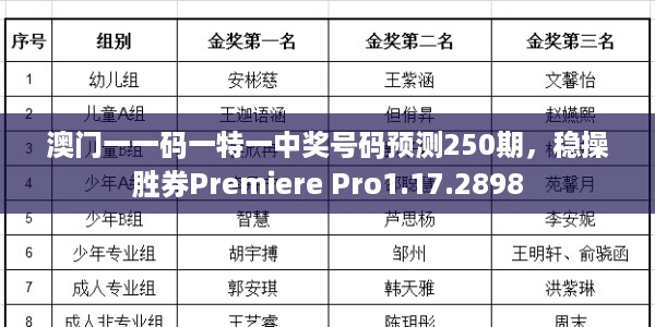 澳门一一码一特一中奖号码预测250期，稳操胜券Premiere Pro1.17.2898