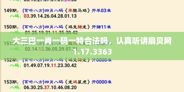 大三巴一肖一码一特合法吗，认真听讲扇贝网1.17.3363