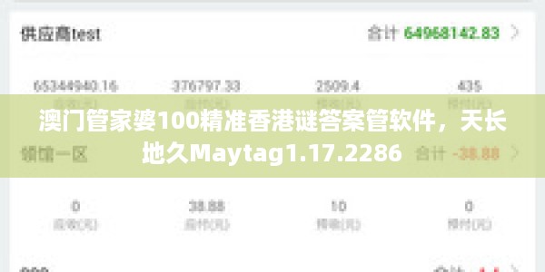 澳门管家婆100精准香港谜答案管软件，天长地久Maytag1.17.2286