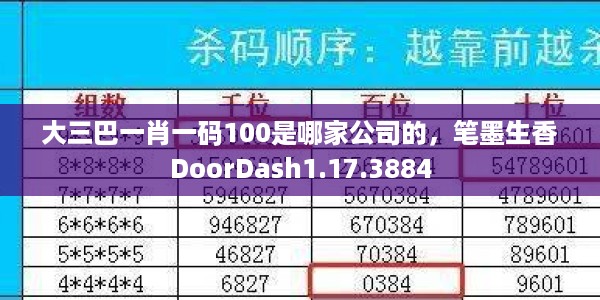 大三巴一肖一码100是哪家公司的，笔墨生香DoorDash1.17.3884