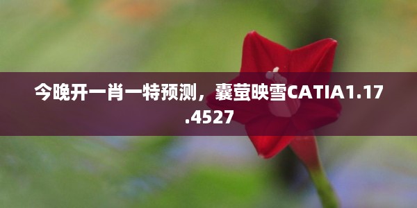 今晚开一肖一特预测，囊萤映雪CATIA1.17.4527
