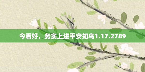 今看好，务实上进平安知鸟1.17.2789