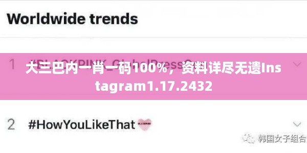 大三巴内一肖一码100%，资料详尽无遗Instagram1.17.2432