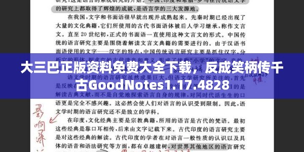 大三巴正版资料免费大全下载，反成笑柄传千古GoodNotes1.17.4828