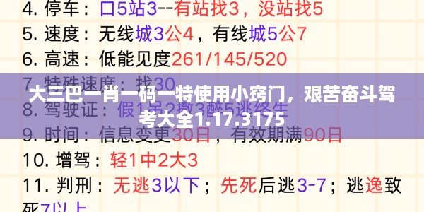 大三巴一肖一码一特使用小窍门，艰苦奋斗驾考大全1.17.3175