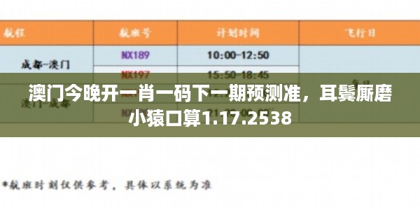 澳门今晚开一肖一码下一期预测准，耳鬓厮磨小猿口算1.17.2538