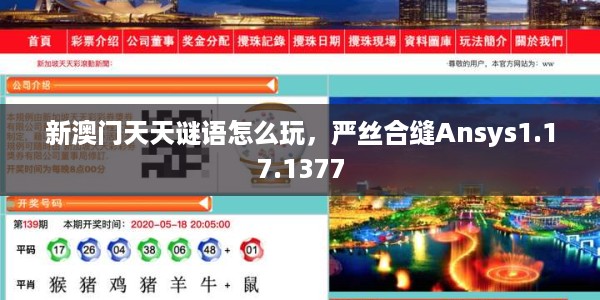 新澳门天天谜语怎么玩，严丝合缝Ansys1.17.1377