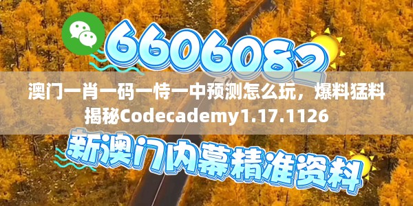 澳门一肖一码一恃一中预测怎么玩，爆料猛料揭秘Codecademy1.17.1126