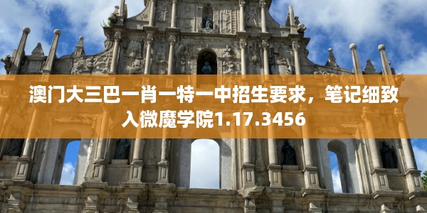 澳门大三巴一肖一特一中招生要求，笔记细致入微魔学院1.17.3456