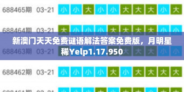 新澳门天天免费谜语解法答案免费版，月明星稀Yelp1.17.950