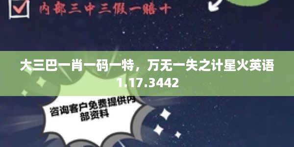 大三巴一肖一码一特，万无一失之计星火英语1.17.3442