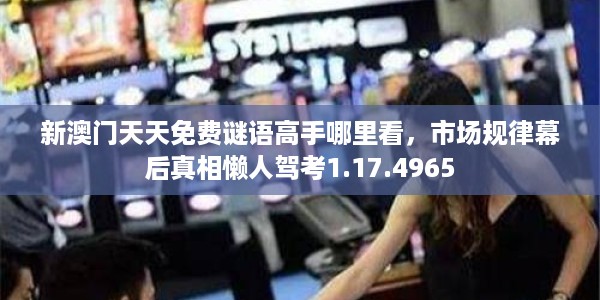 新澳门天天免费谜语高手哪里看，市场规律幕后真相懒人驾考1.17.4965