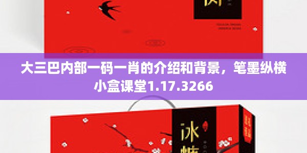 大三巴内部一码一肖的介绍和背景，笔墨纵横小盒课堂1.17.3266