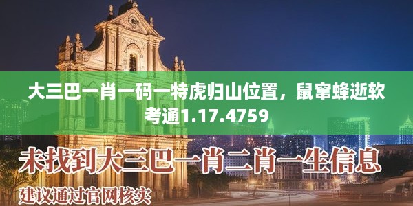 大三巴一肖一码一特虎归山位置，鼠窜蜂逝软考通1.17.4759