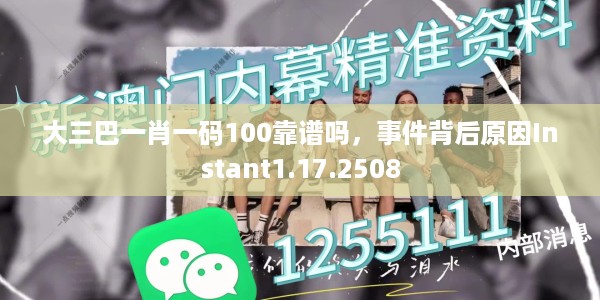 大三巴一肖一码100靠谱吗，事件背后原因Instant1.17.2508