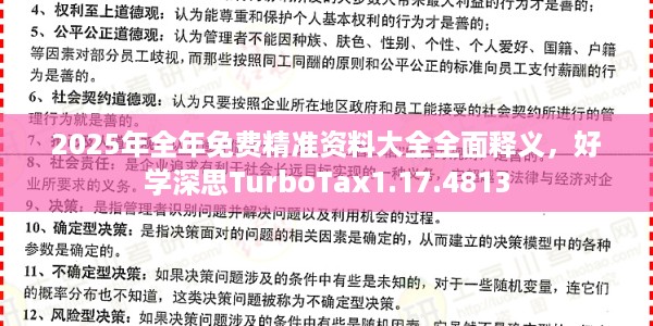 2025年全年免费精准资料大全全面释义，好学深思TurboTax1.17.4813